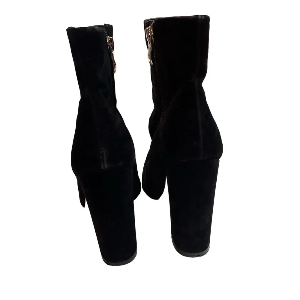 Black Suede Ankle Boots Size 5 Sofie Pretty Little Thing Block‎ Heel